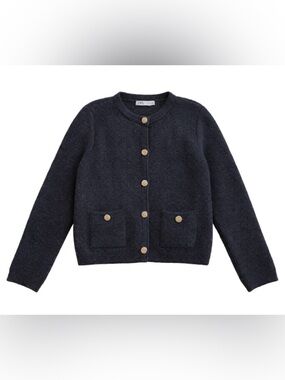 Zara Charcoal Cardigan with gold buttons